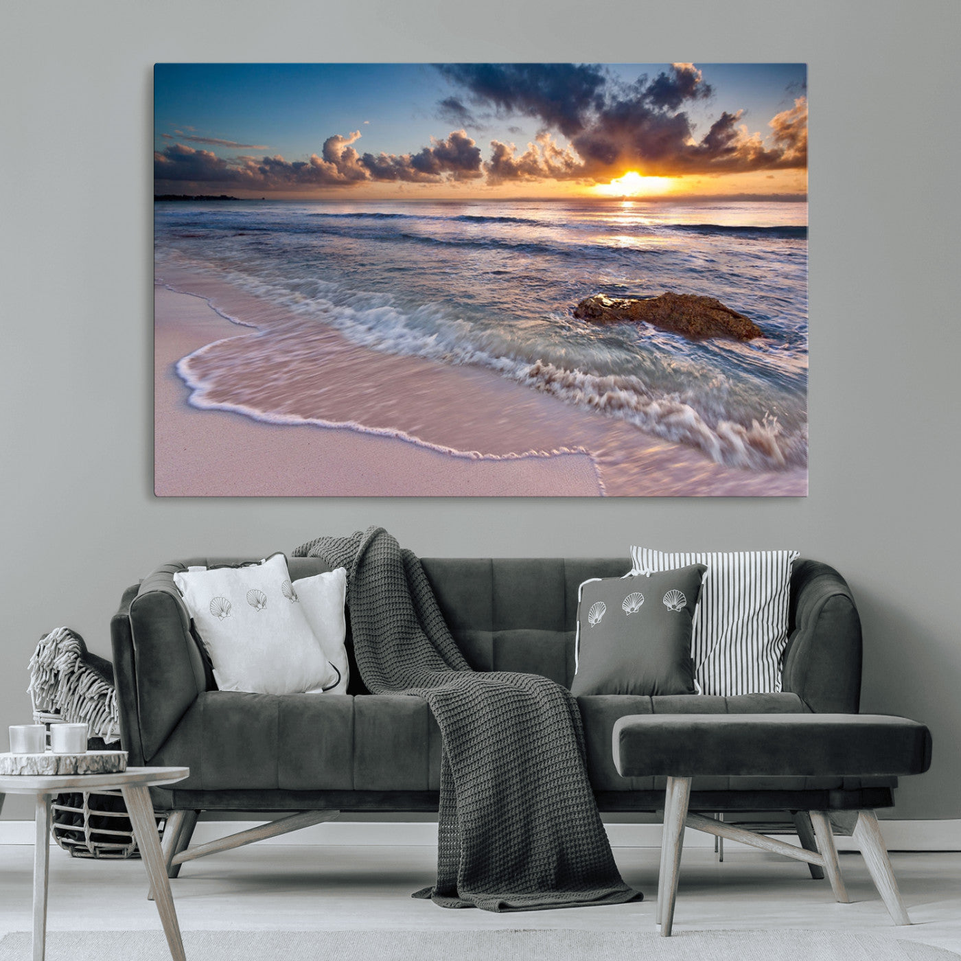 MGV-CV-36X24 - Sea Ocean Sunset Beach Wall Art Canvas Print