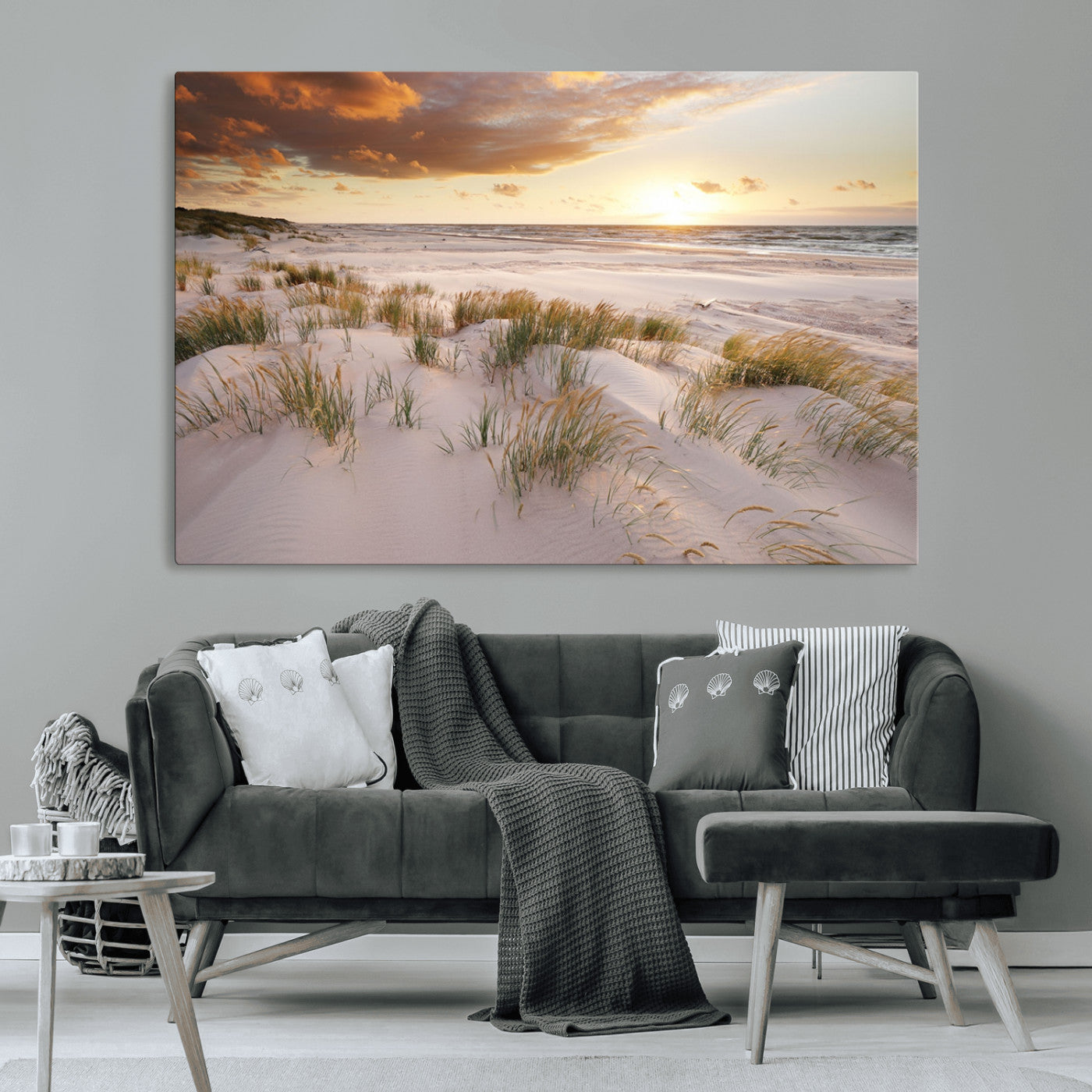 MGV-CV-36X24 - Flight Over Coastal Beach Landscape, Flight Over Coastal Beach Print Canvas Wall Art