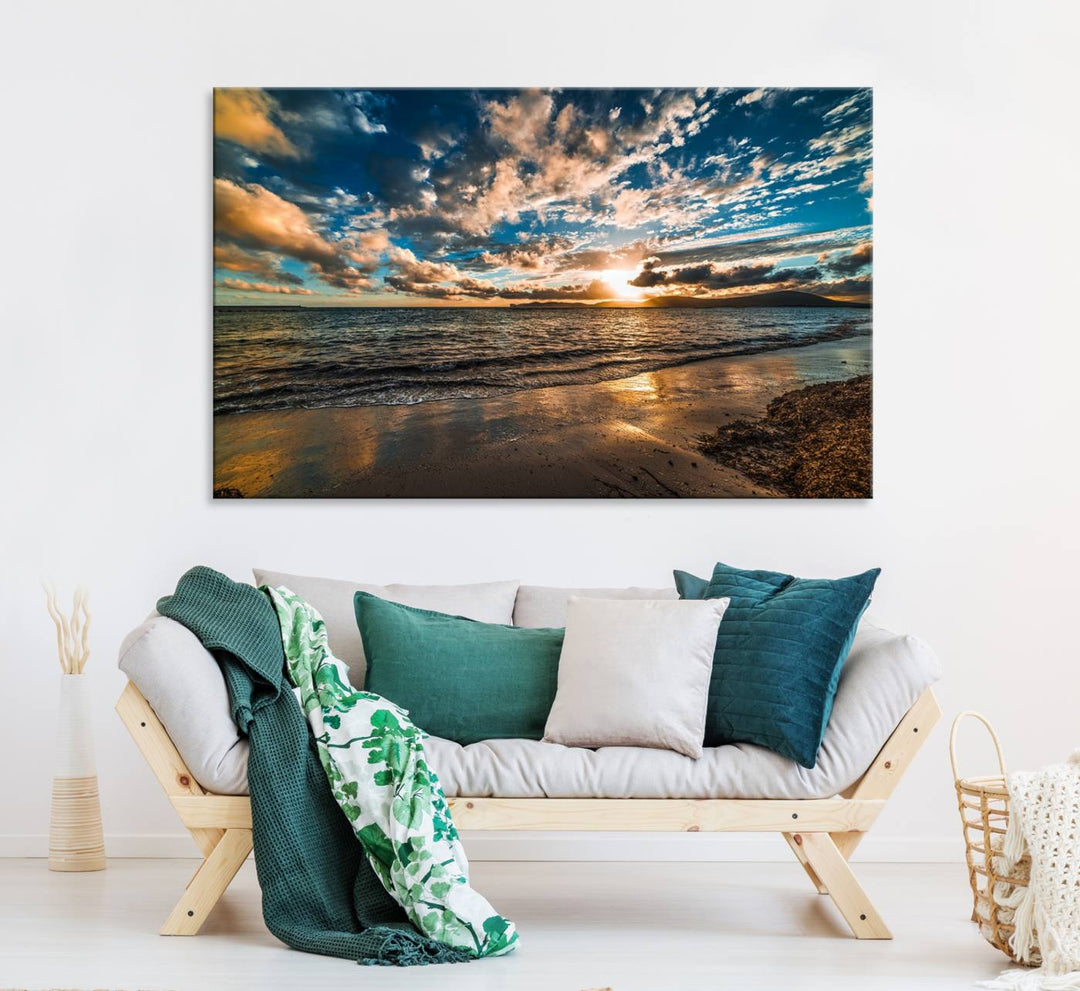 Beach Wall Art - Ocean Sunset Canvas.