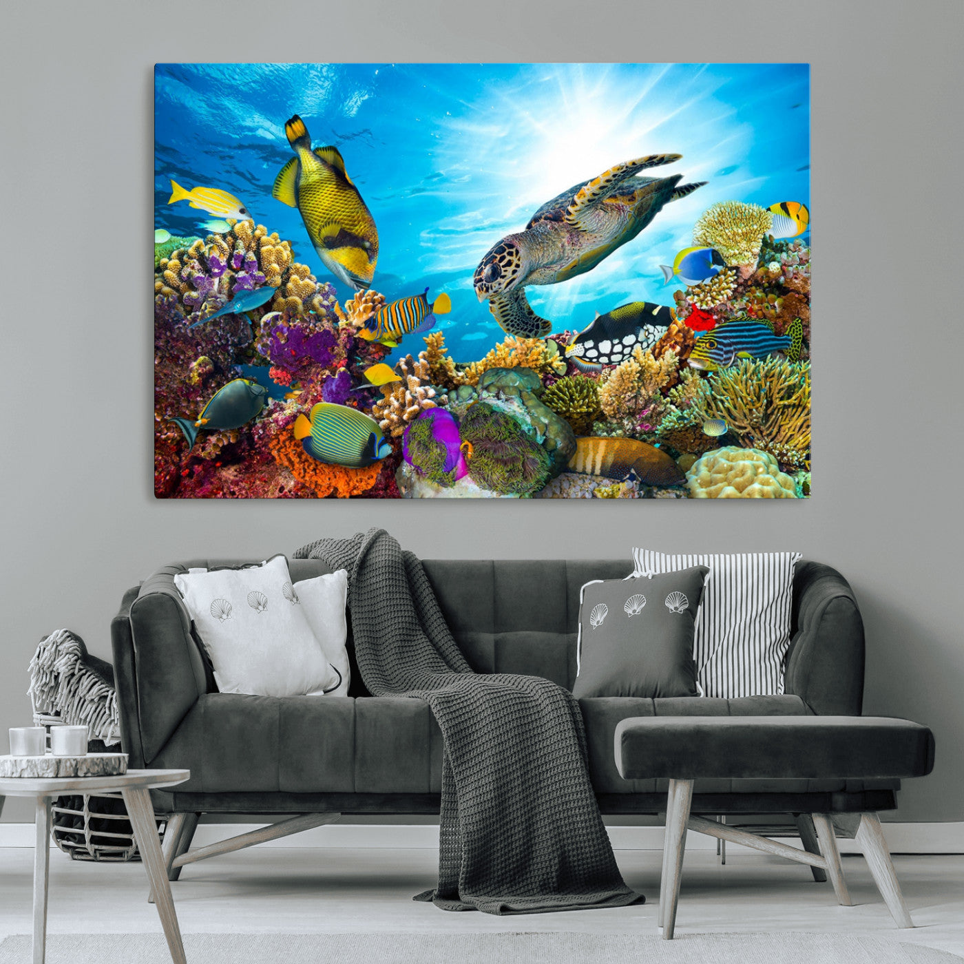 MGV-CV-36X24 - Aquatic Life Sea Turtles Fish Wall Art Canvas Print