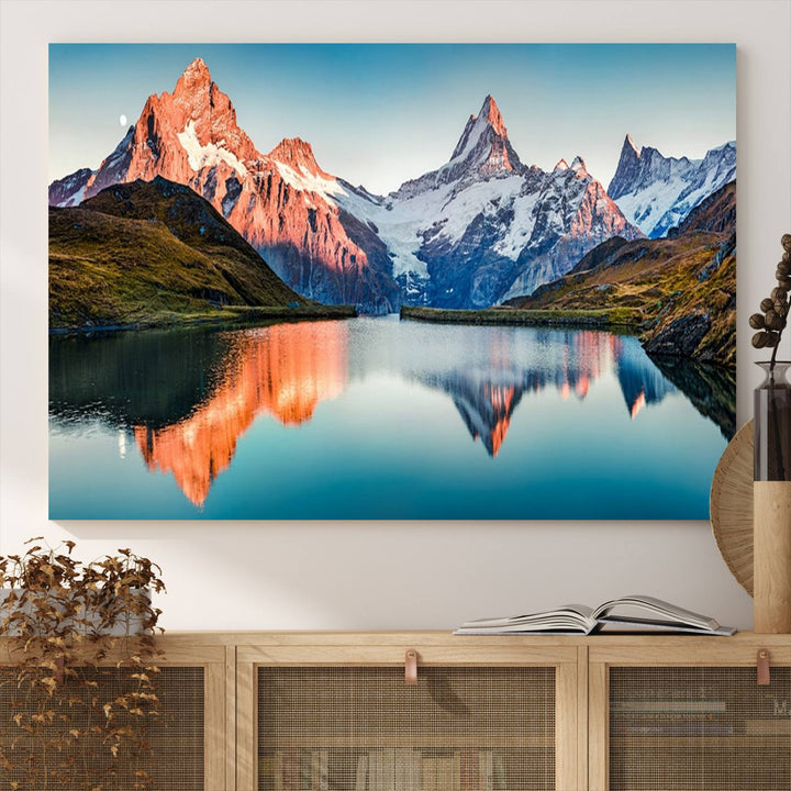 Landscape Mountain and Lake View Wall Art Canvas Print.