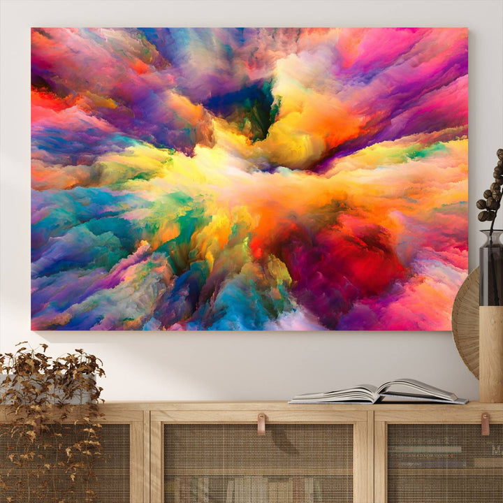 Blazing Vibrant Colors Cloud-like Wall Art Canvas Print adds flair to the space.