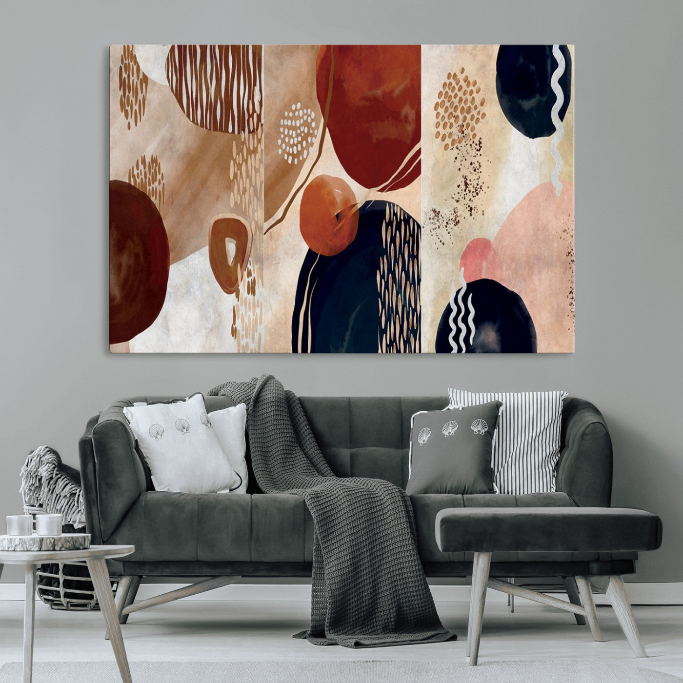 MGV-CV-36X24 - Boho Wall Art Canvas Print Set Mid-Century Prints Bohemian Wall Artwork Prints Boho Neutral