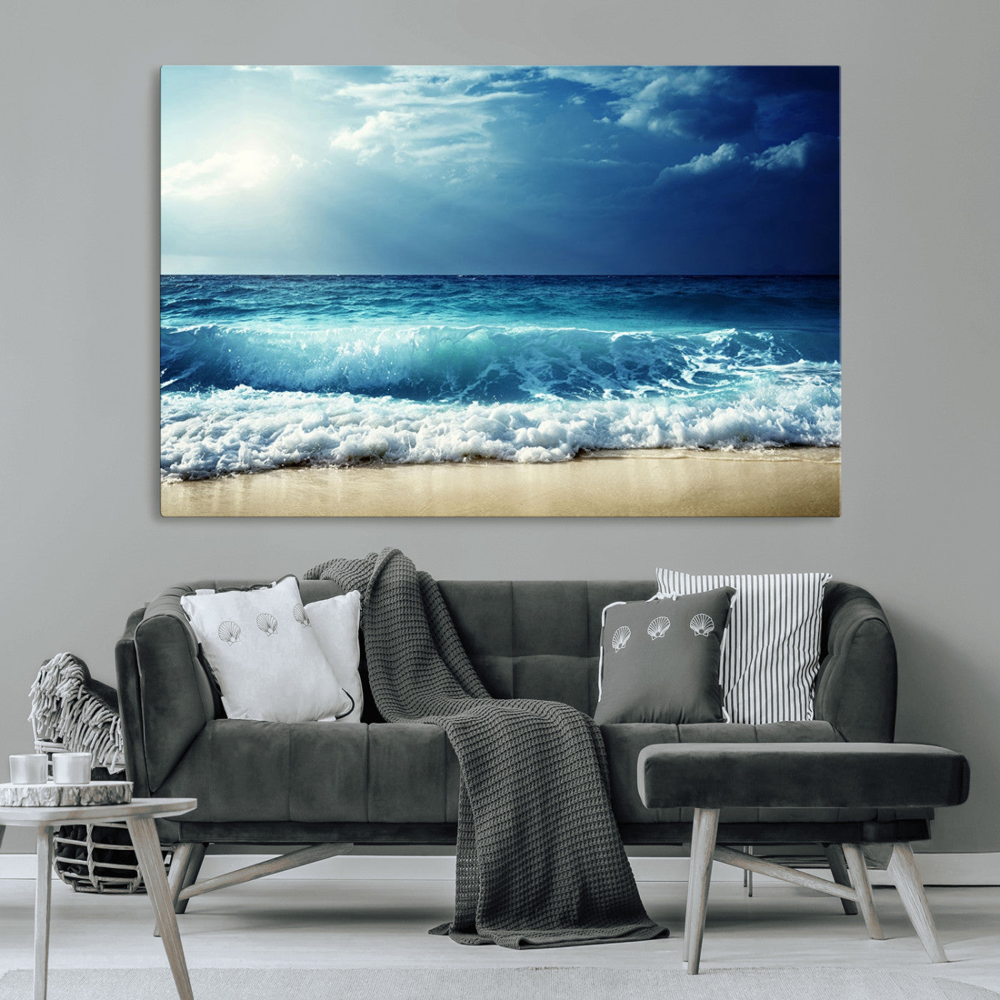MGV-CV-36X24 - Majestic Ocean Wave Wall Art Canvas | 3 Panel Large Seascape Print for Living Room, Bedroom, Office Decor, Ready to Hang