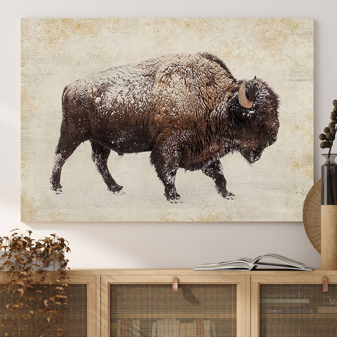 Buffalo Wall Art above a sideboard.