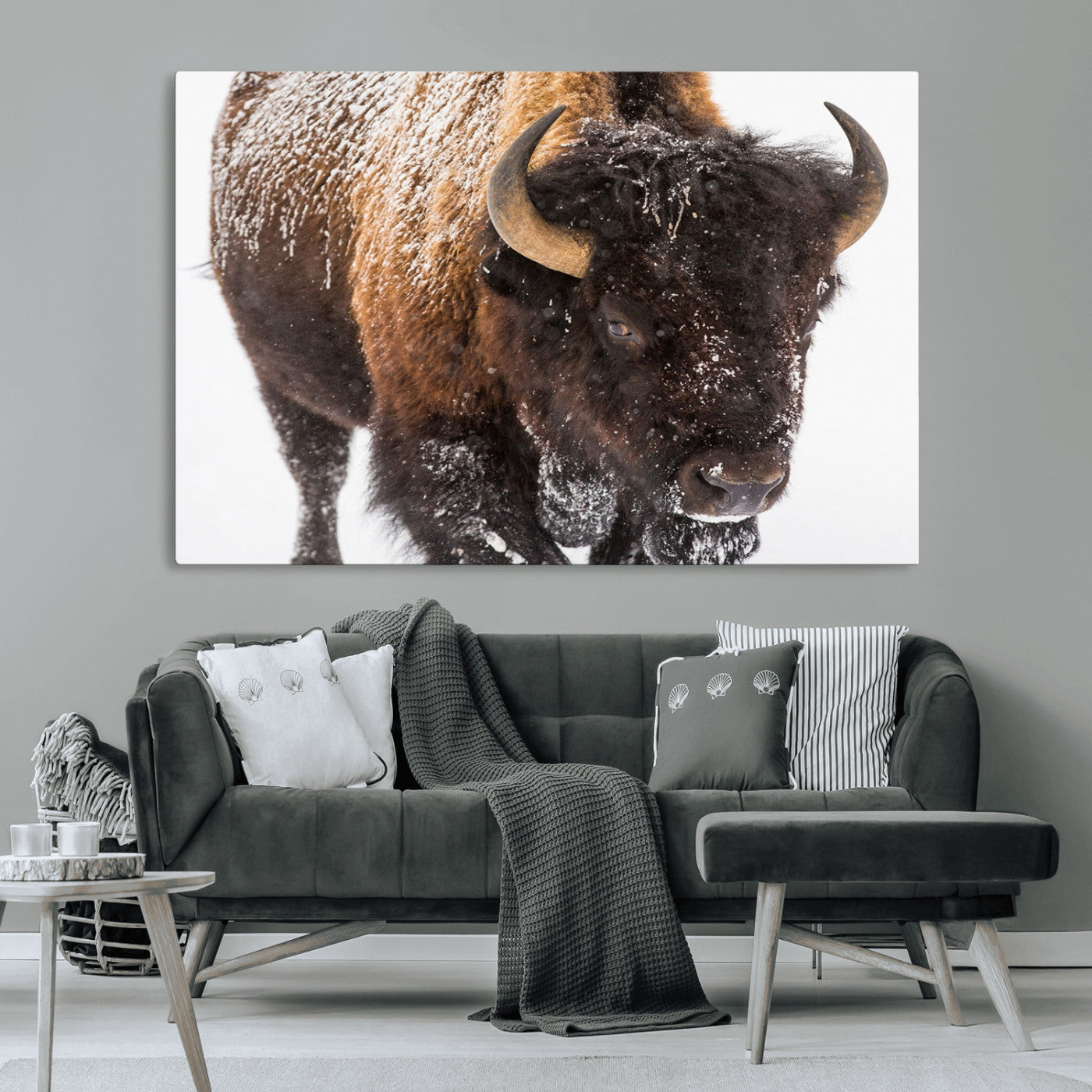MGV-CV-36X24 - Bison Wall Art Canvas Print For Farmhouse, Wild Animal Wall Art