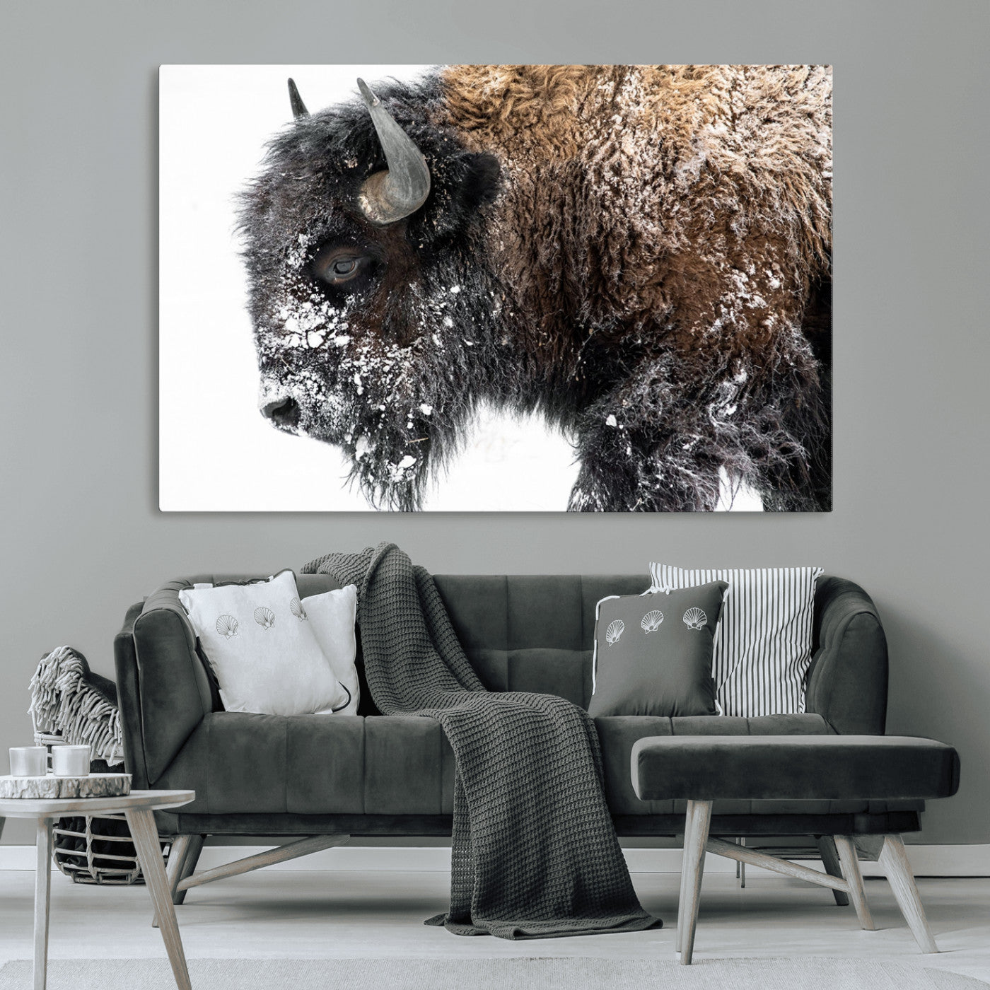 MGV-CV-36X24 - American Bison Wall Art Print | Buffalo Canvas Wall Art |  Framed and Ready to Hang Bison Print for Living Room or Office