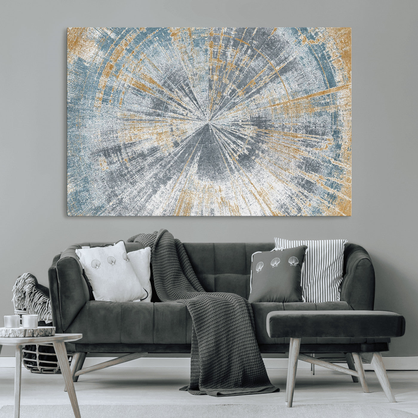 MGV-CV-36X24 - Radiant Abstract Wood Rings Canvas Art – Modern Triptych Wall Decor for Living Room or Farmhouse Decor