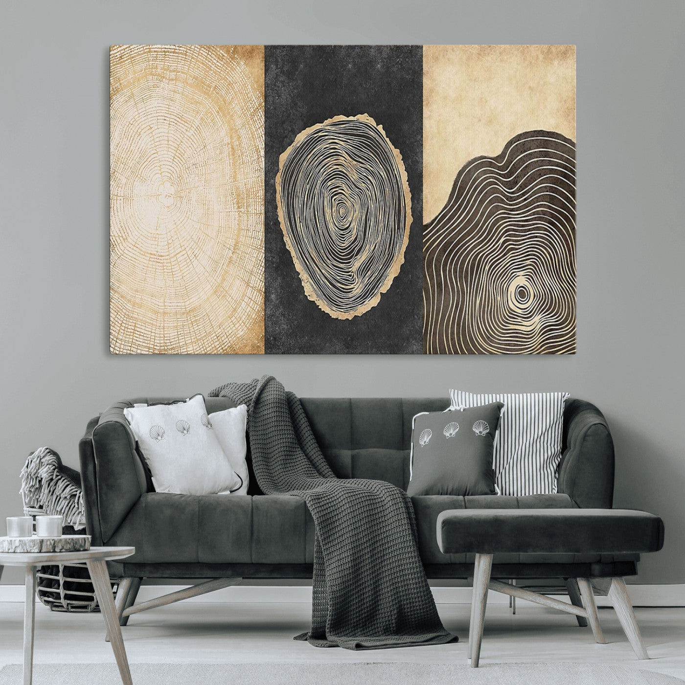 MGV-CV-36X24 - Tree Rings Canvas Wall Art Print – Minimalist Natural History in Modern Decor - Minimalist Boho Wall