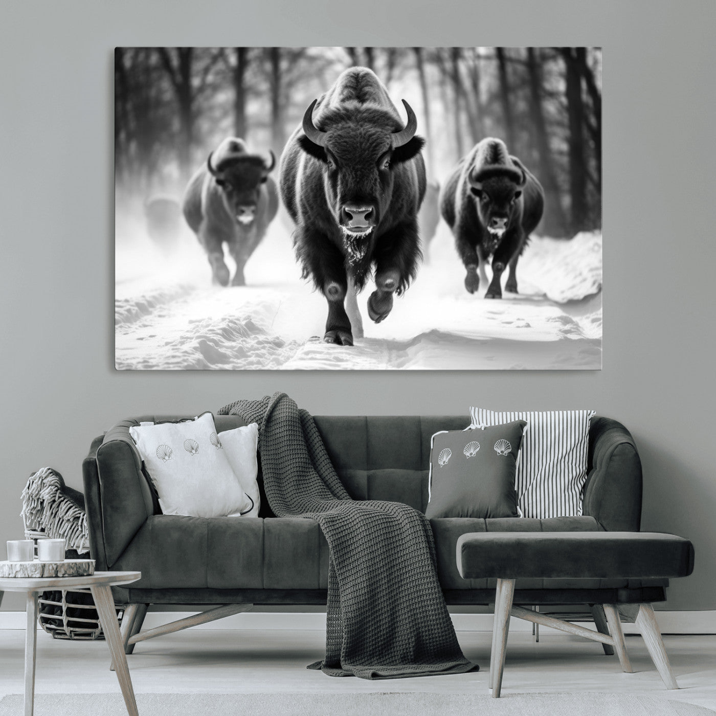 MGV-CV-36X24 - Buffalo Wall Art Canvas Print, Bison Family Wall Art Canvas Print