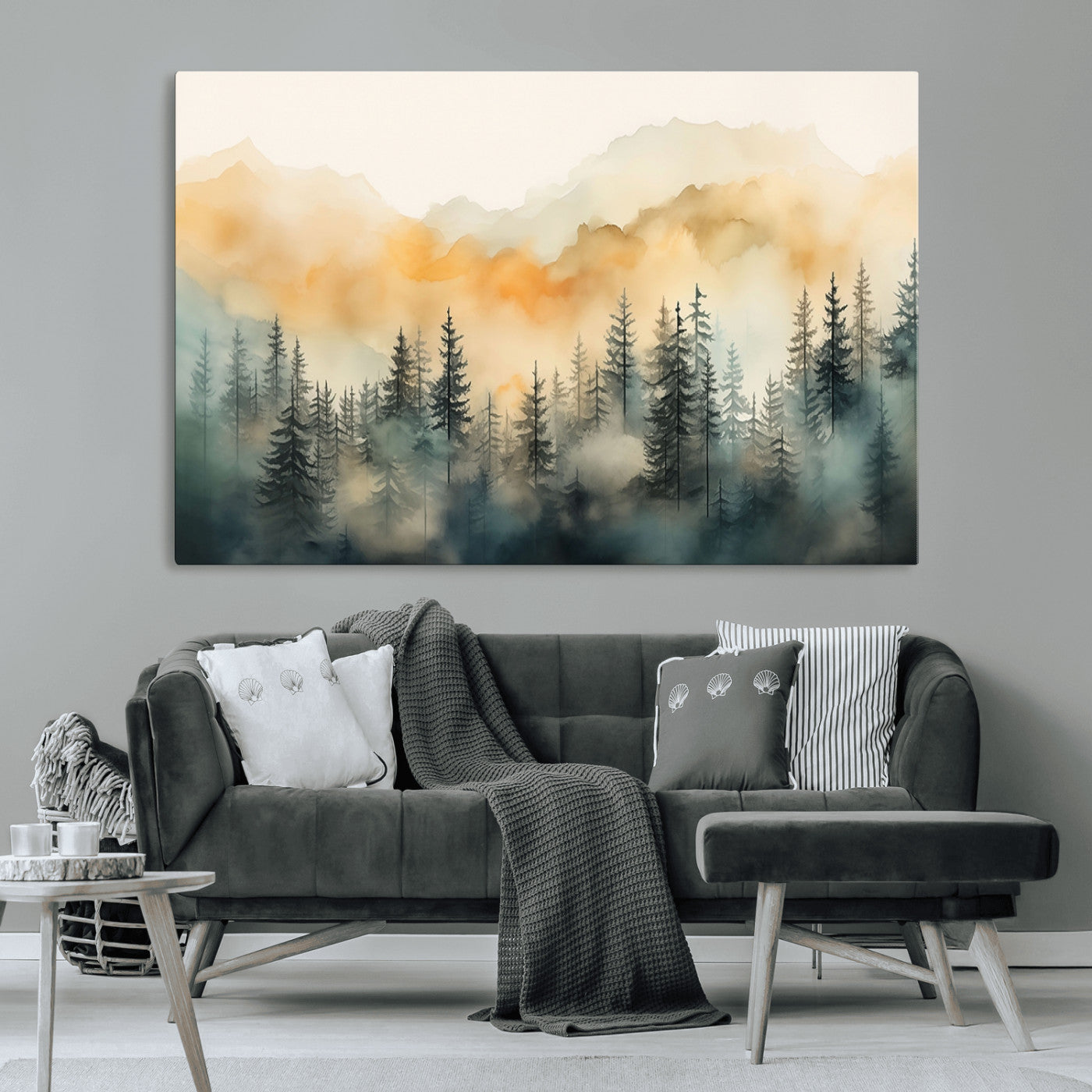 34155-MGV-CV-36X24-Abstract Forest Print - Mountain Wall Art | Autumn Landscape Canvas Print for Living Room, Bedroom, or Office | Large Wall Art Decor