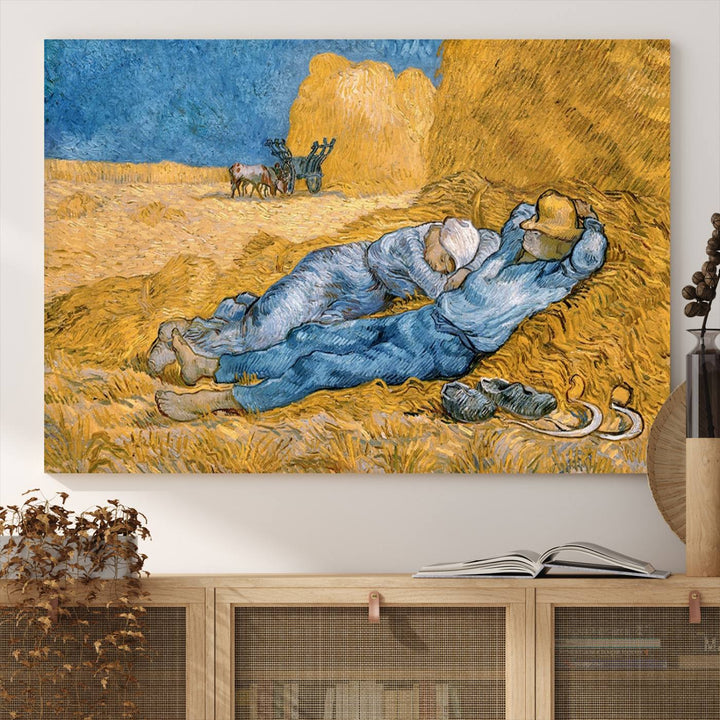 A Vincent Van Gogh Nature canvas print depicting resting farmers.