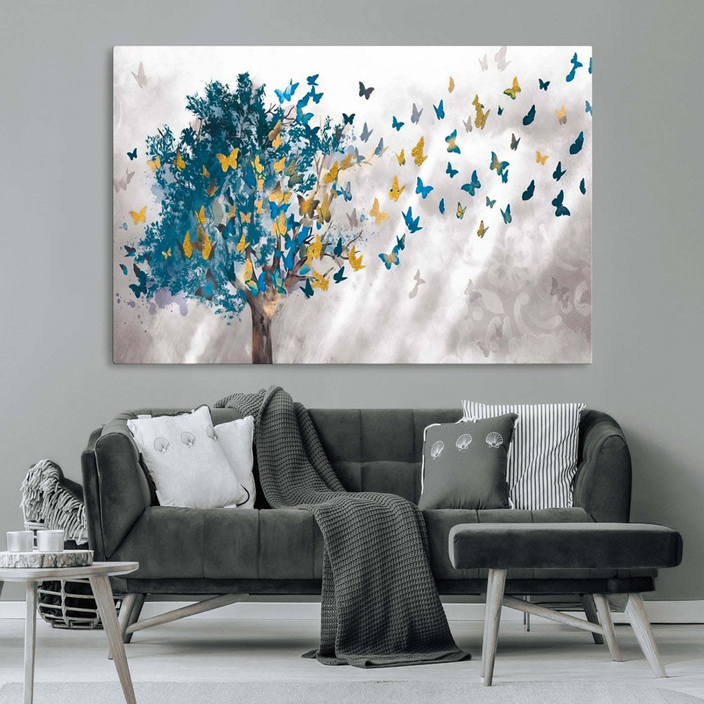 MGV-CV-36X24 - Tree Butterfly Abstract Tree and Butterfly Wall Art Canvas Print