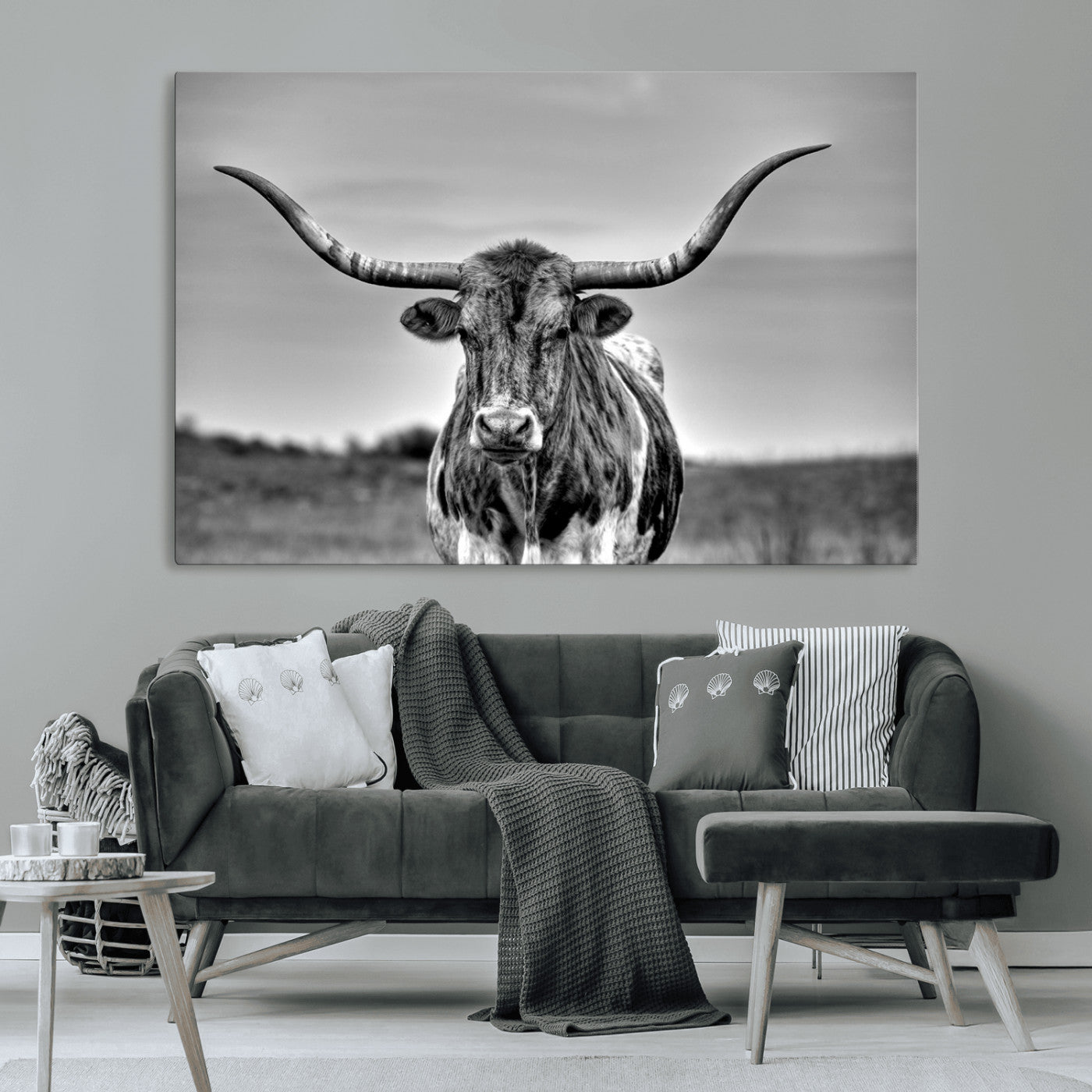 MGV-CV-36X24 - Texas Longhorn Cpw Wall Art, Texas Longhorn Canvas, Cattle Canvas Print
