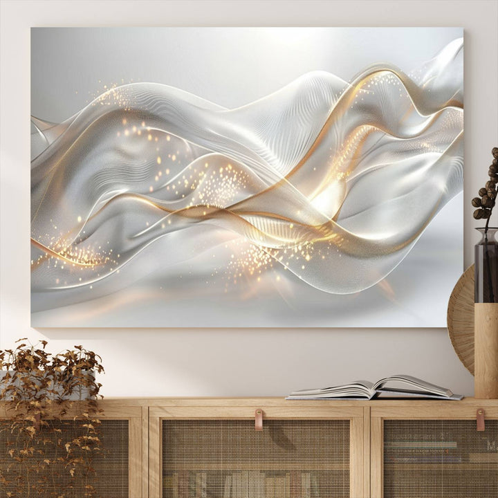 The Abstract Art Grey and Gold Lines Wall Art is a standout piece.