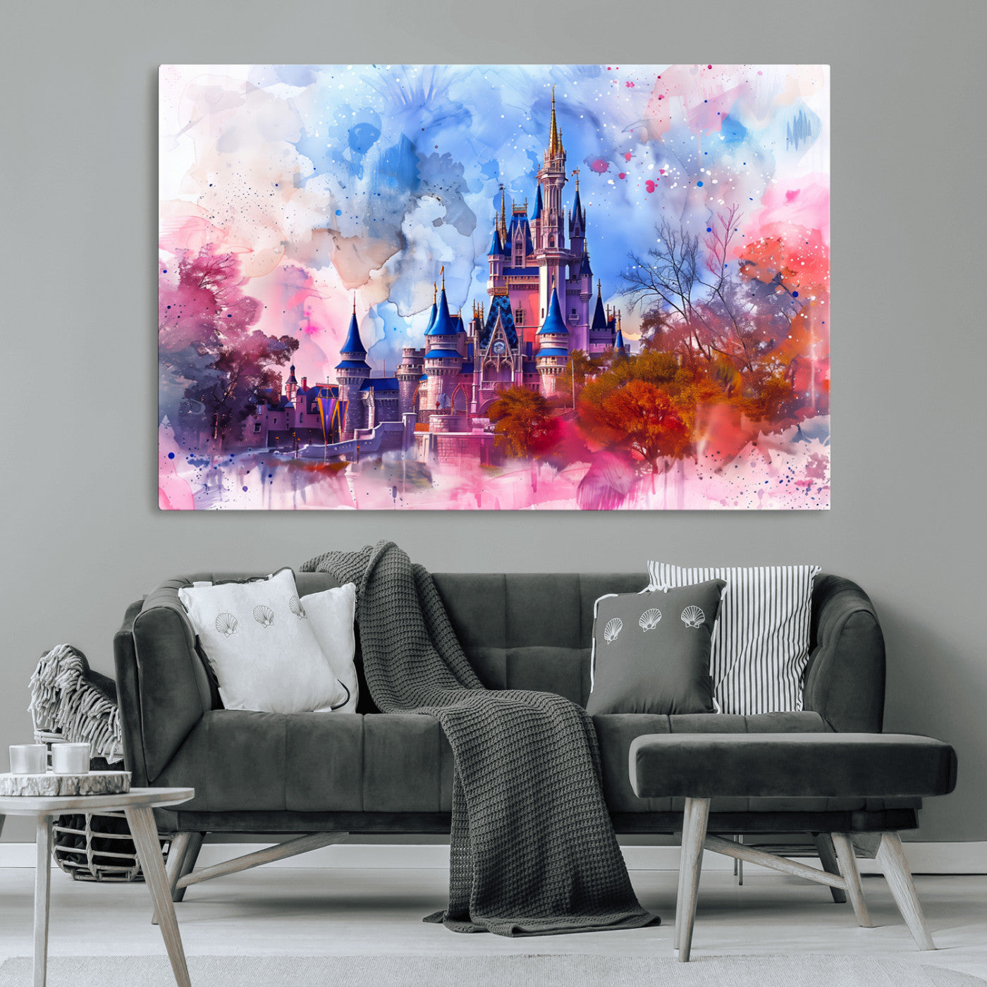 MGV-CV-36X24 - Disney Wall Art: Dreamy Watercolor Cinderella Castle Canvas Print