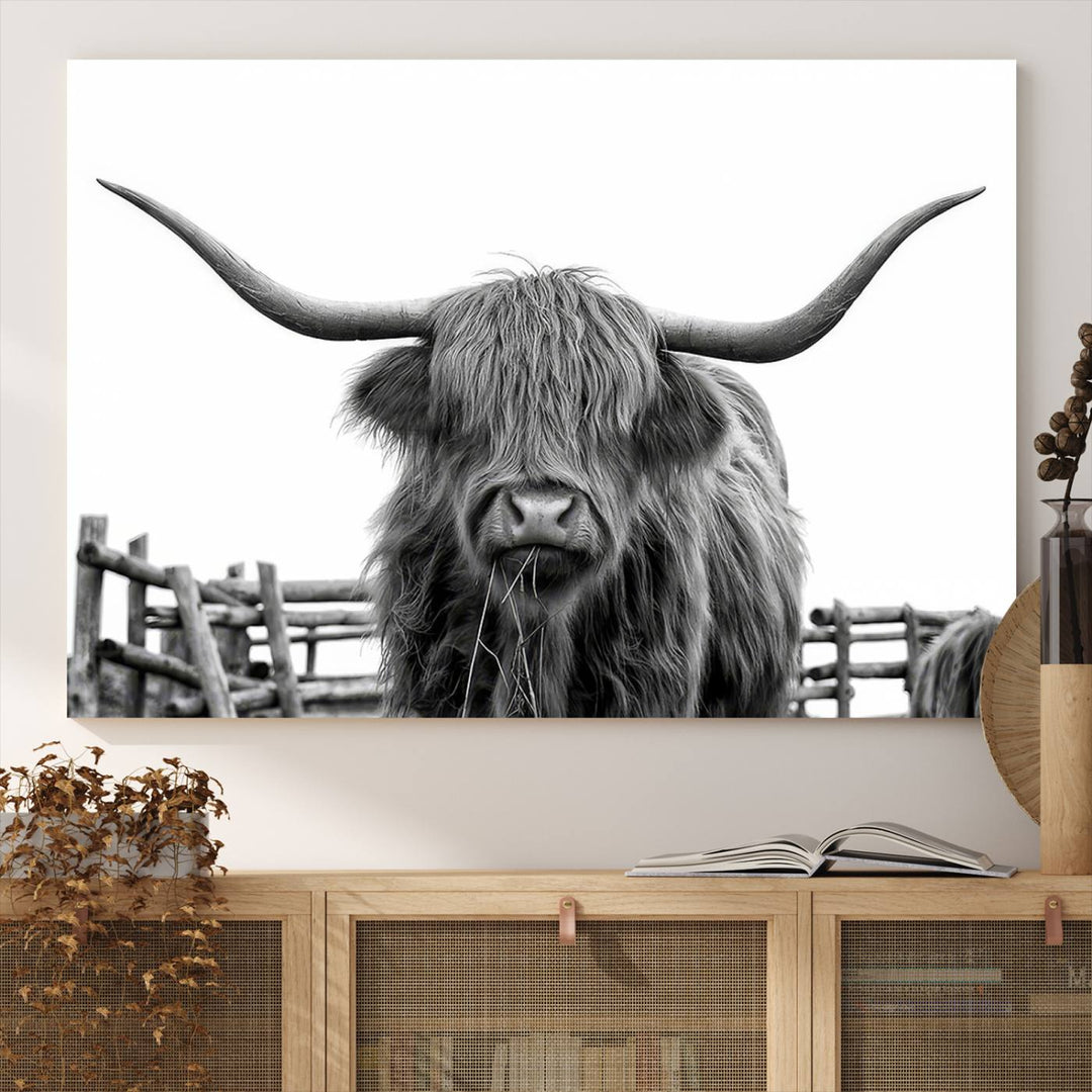 The Bighorn Cow Wall Art adds rustic charm to the space.