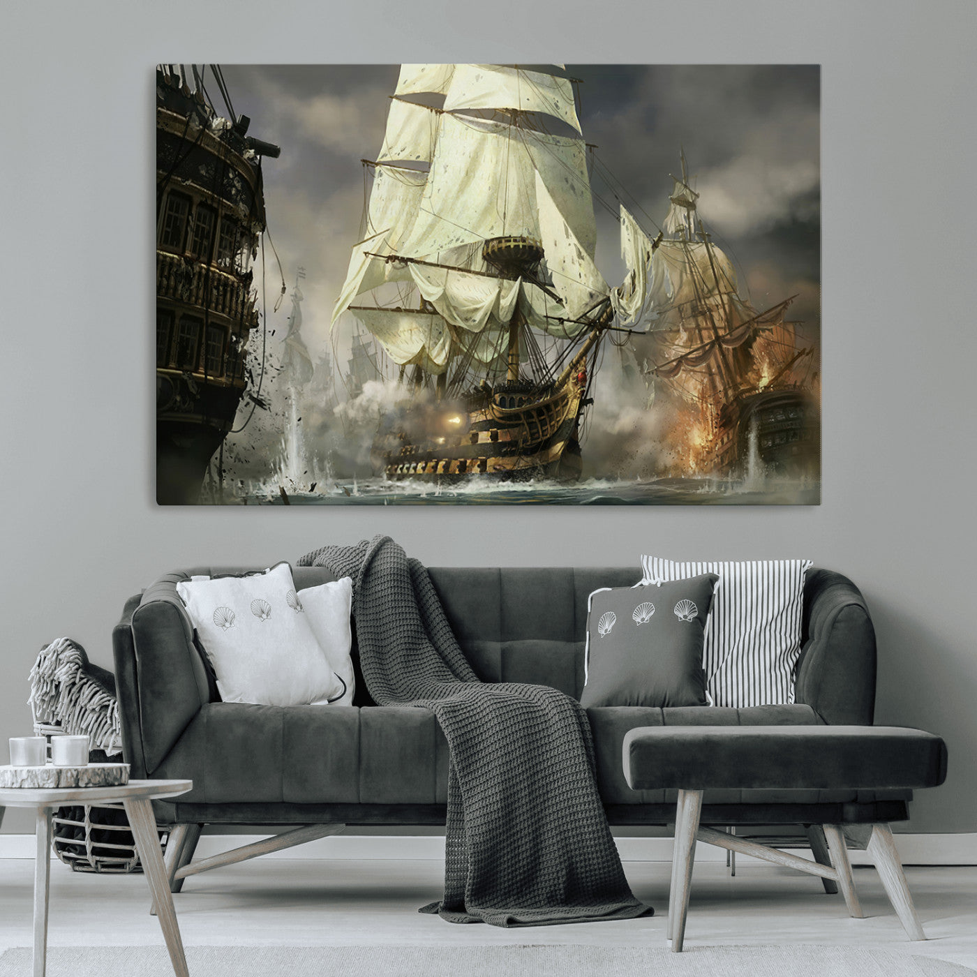 MGV-CV-36X24 - Pirate Ship War Wall Art Canvas Print