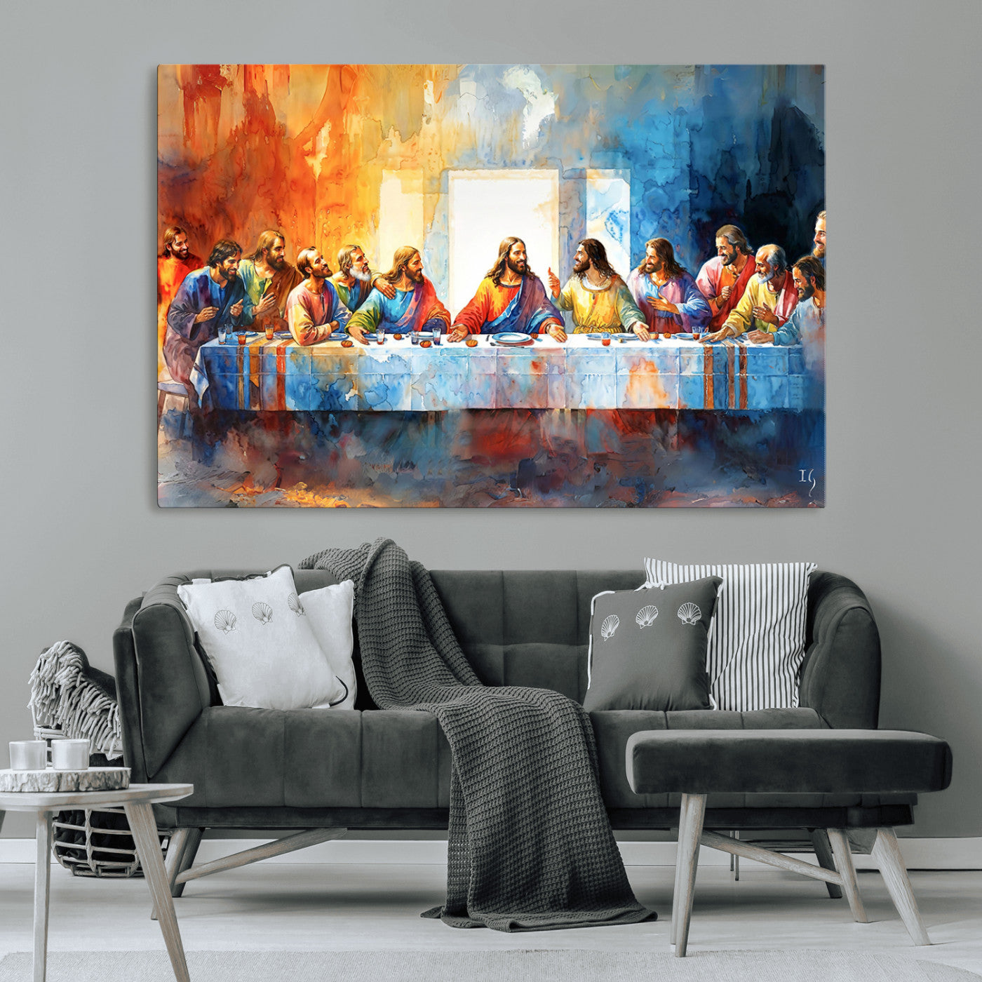 MGV-CV-36X24 - Abstract Waterolor The Last Supper Wall Art
