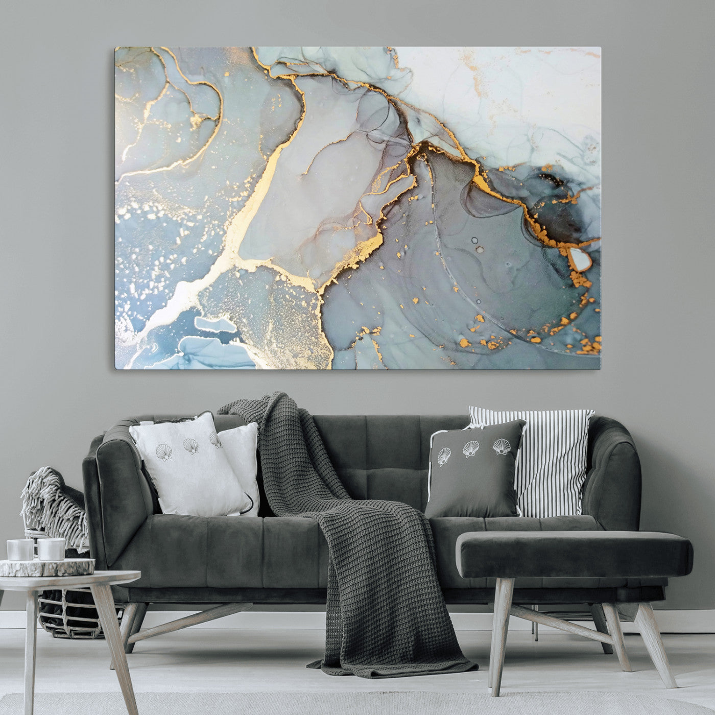 -Large Abstract Marble Wall Art Canvas Print for Living Room and Farmhouse Decor
