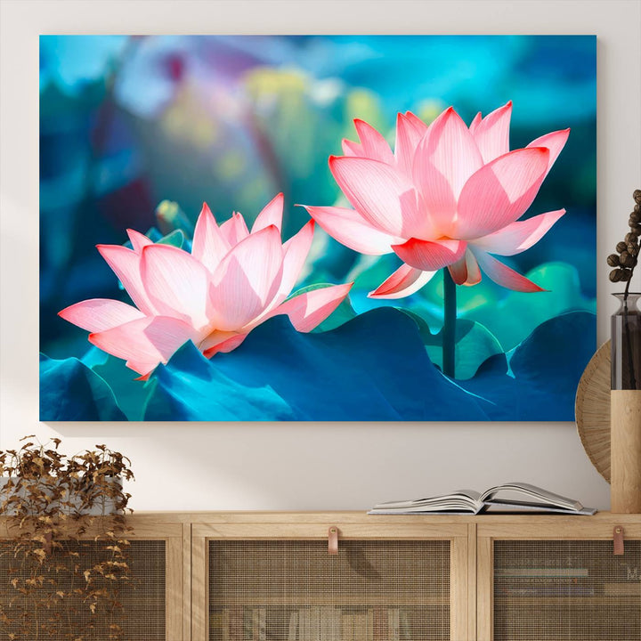 Pink Lotus Flower Canvas wall art.