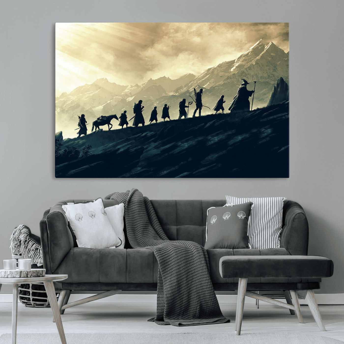 41574-MGV-CV-36X24-Lord of the Rings Silhouette Wall Art Capturing the Epic Quest Through Middle-Earth - The