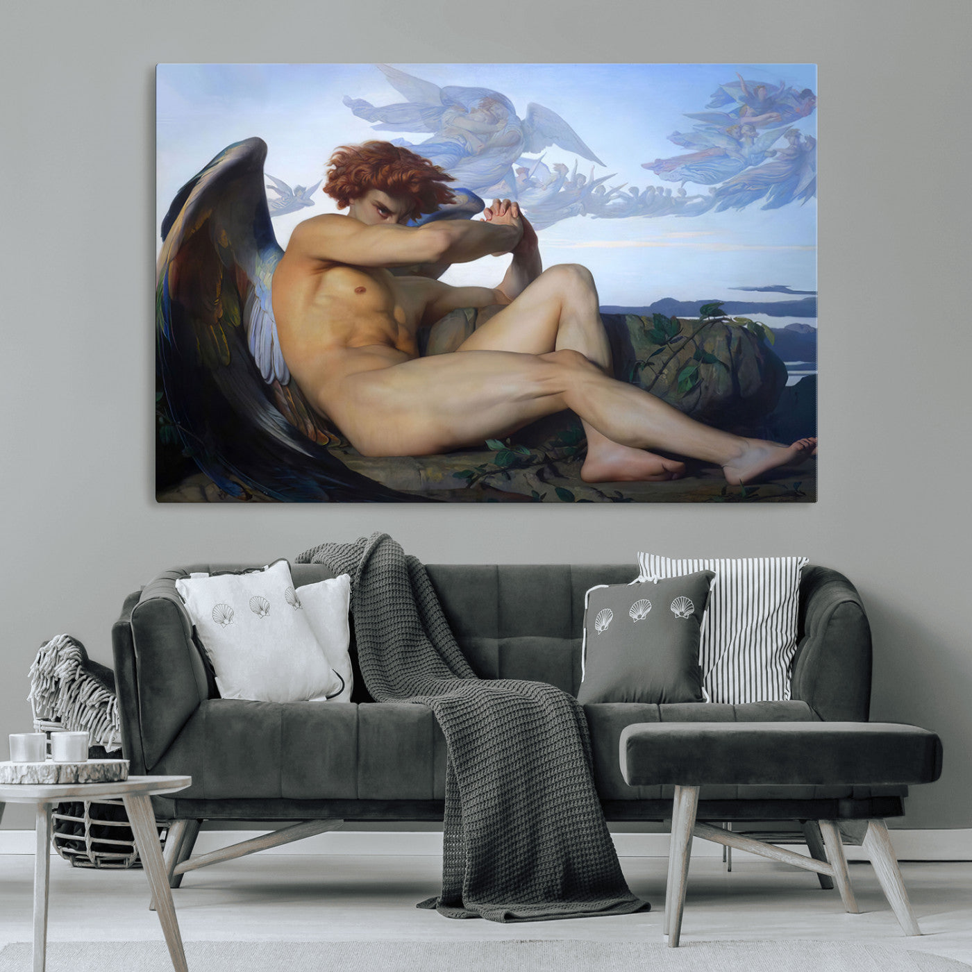 MGV-CV-36X24 - Fallen Angel Wall Art Canvas Print – Classic Art, Framed, Ready to Hang - Alexandre Cabanel Reproduction Canvas Print