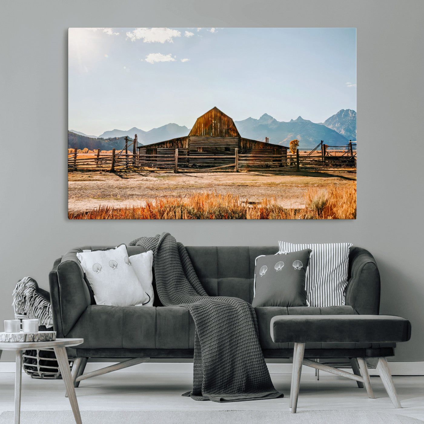 MGV-CV-36X24 - Vintage Old Barn Field Wall Art Canvas Print for Farmhouse Decor - Rustic Barn Wall Art Canvas Print