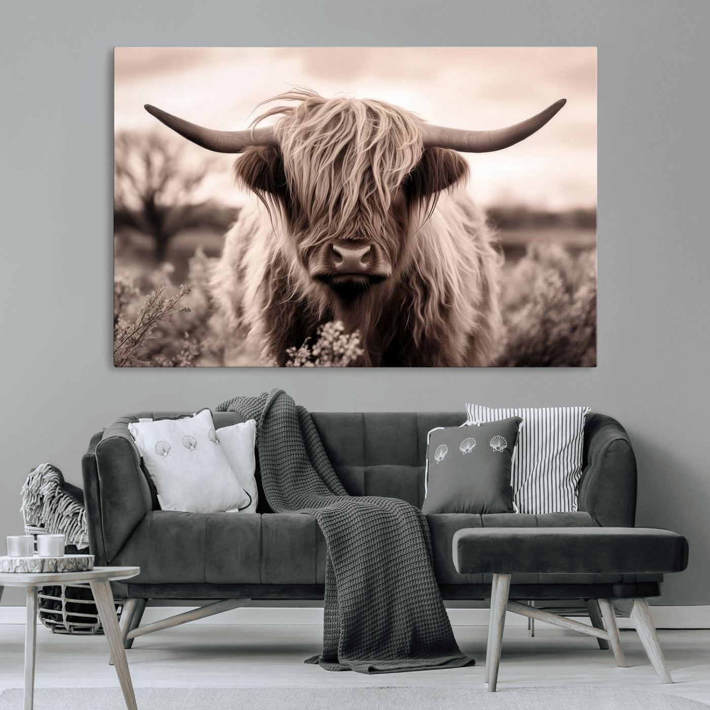 MGV-CV-36X24 - Scottish Cow Longhorn Wall Art Canvas Print