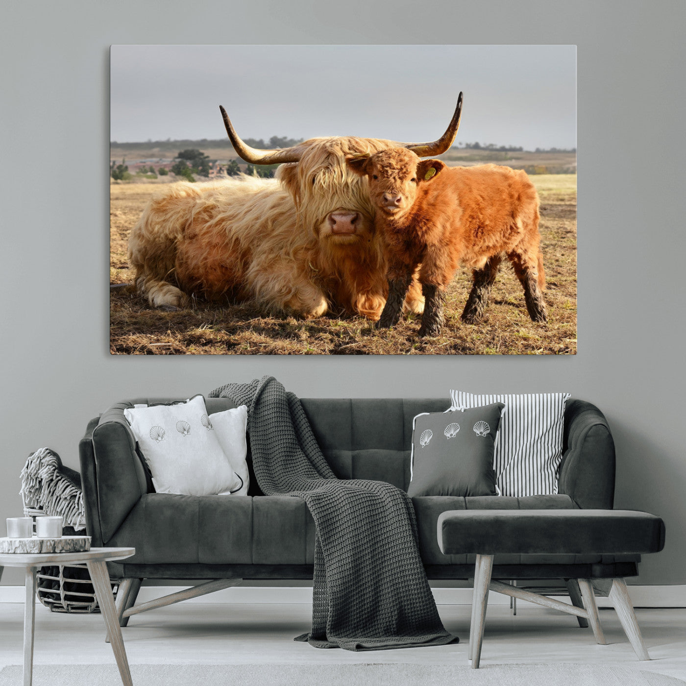 MGV-CV-36X24 - Highland Cow Canvas Wall Art Animal Print for Farm House Decor