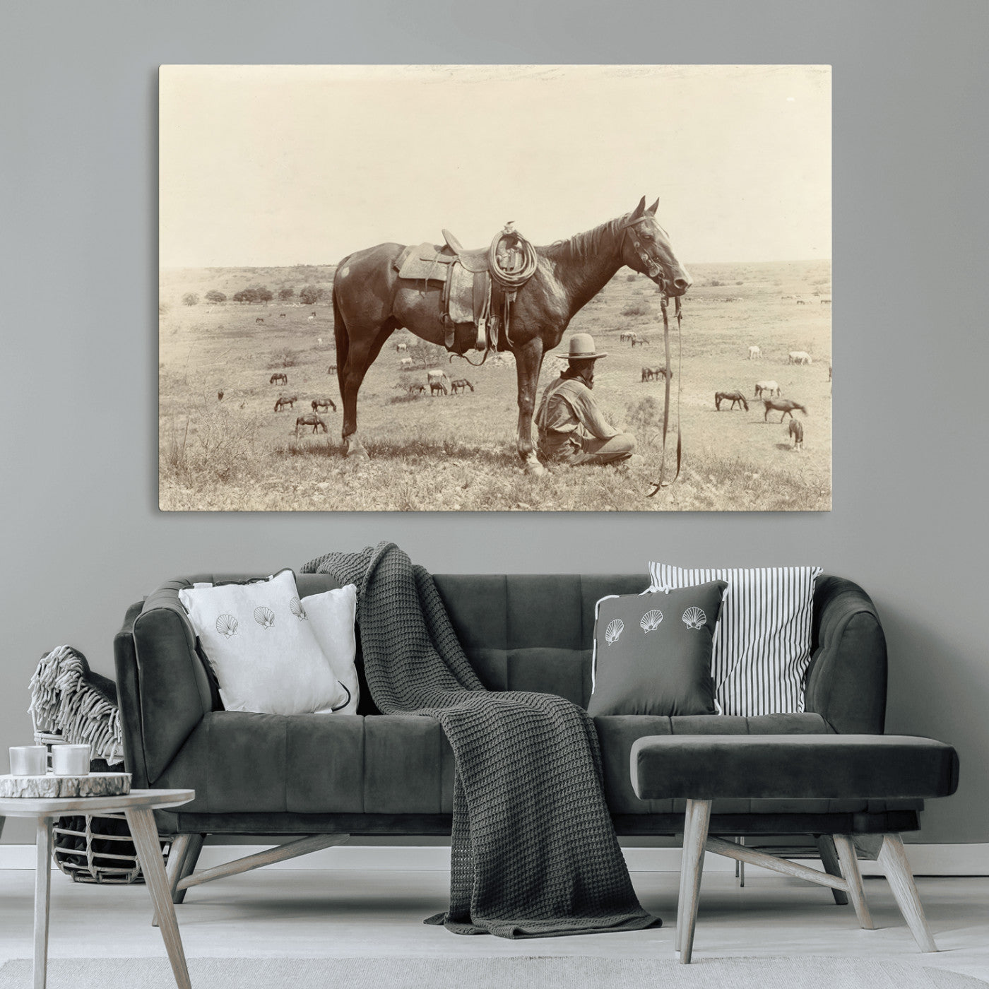 MGV-CV-36X24 - Cowboy Wall Art - Western Horse Canvas Print - Vintage Western Wall Art Canvas Print, Ready to Hang