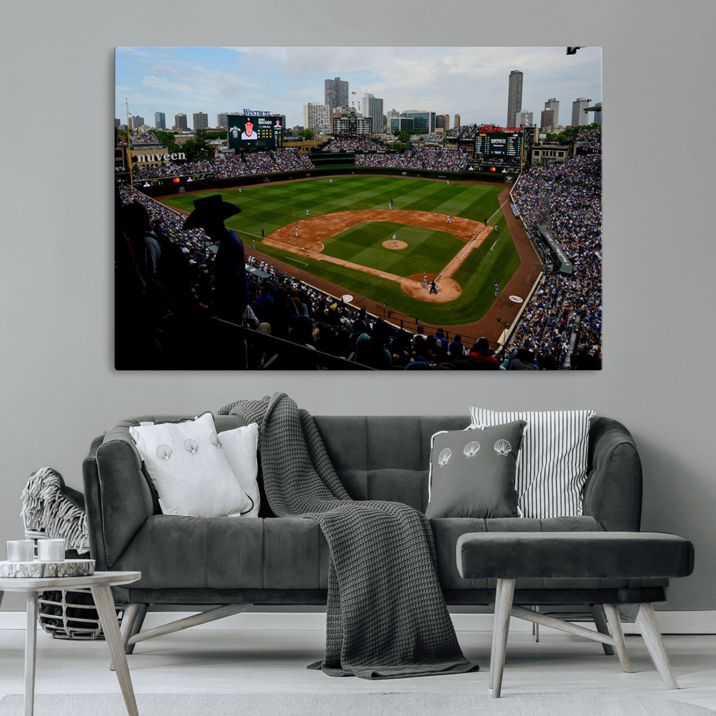 MGV-CV-36X24 - Chicago Cubs Baseball Team Print - Wrigley Field Stadium Wall Art Canvas Print
