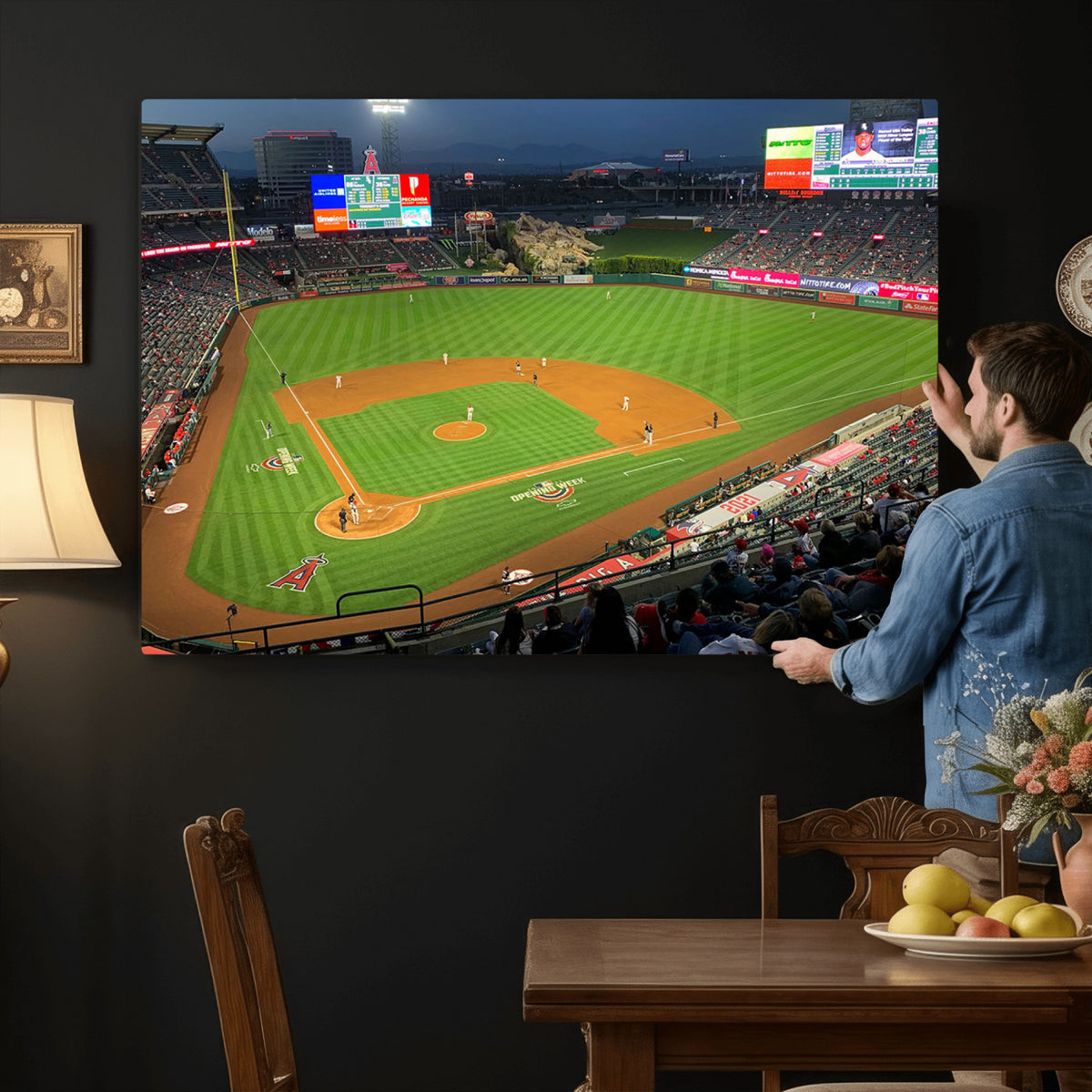 93707-MGV-CV-36X24 - Angel Stadium Aerial Canvas Print | Los Angeles Angels Baseball