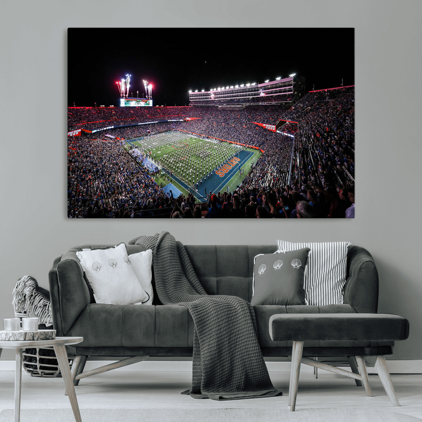 MGV-CV-36X24 - Ben Hill Griffin Stadium Night Game Triple Canvas Wall Art - Florida Gators Football Match