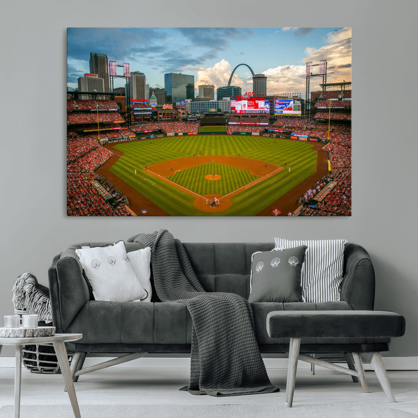 MGV-CV-36X24 - Busch Stadium Wall Art Print | St. Louis Cardinals Baseball Stadium Canvas Print | Framed Sports Decor for Living Room, Man Cave Decor