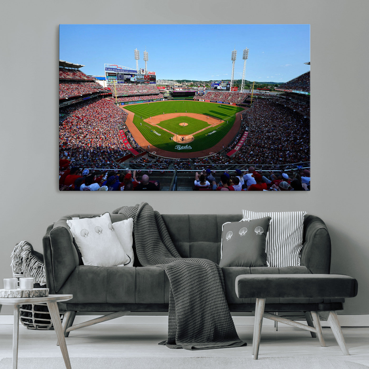 MGV-CV-36X24 - Cincinnati Reds Baseball Team Print - Great American Ball Park Stadium Wall Art Canvas Print