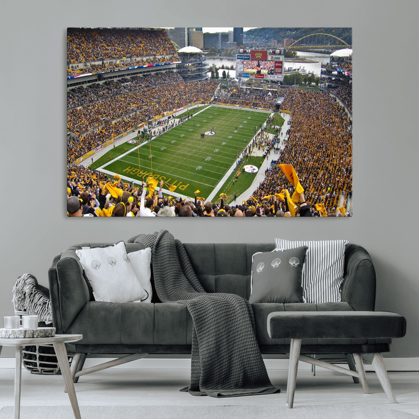 MGV-CV-36X24 - Pittsburgh Steelers Football Team Print - Pittsburgh Heinz Field Stadium Wall Art Canvas Print