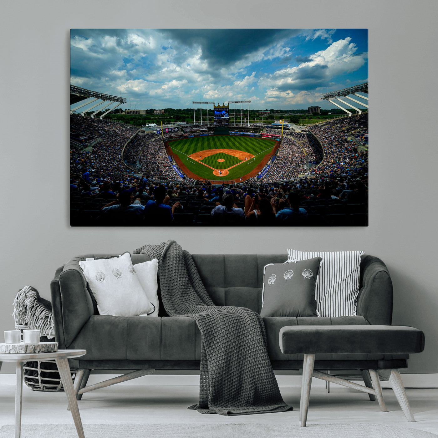 MGV-CV-36X24 - 3-Panel Kauffman Stadium Wall Art Print | Large Kansas City Royals Baseball Canvas Print for Sports