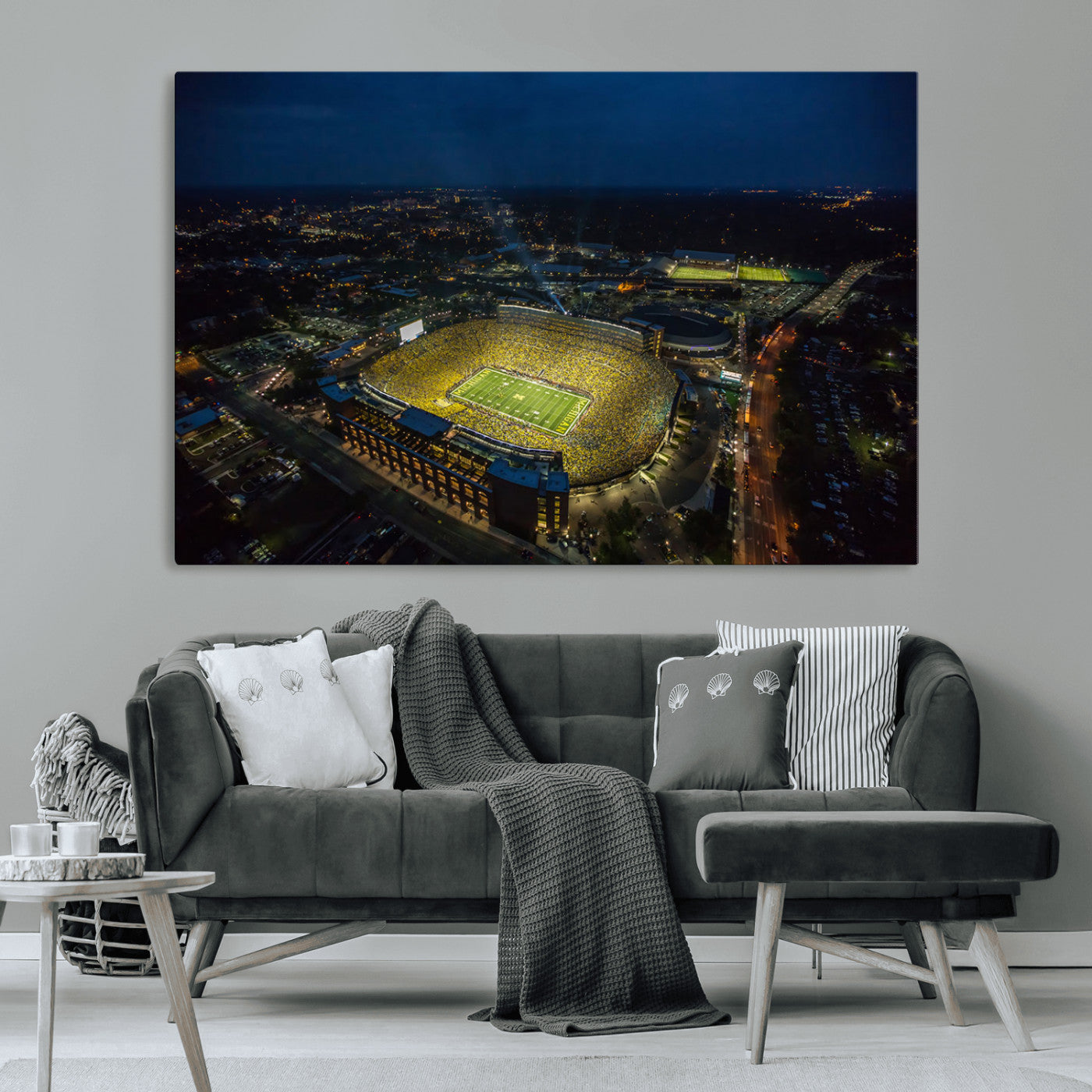 MGV-CV-36X24 - Michigan Wolverines Football Team Print - Michigan Stadium Wall Art Canvas Print