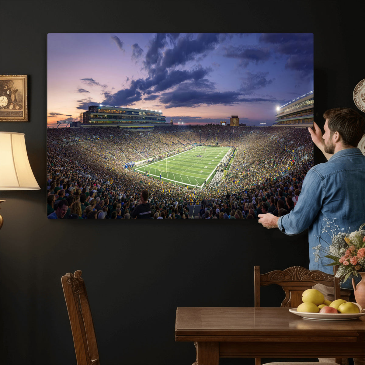 50825-MGV-CV-36X24 - Notre Dame Fighting Irish Football Team Print, Notre Dame Stadium Wall Art Canvas Print