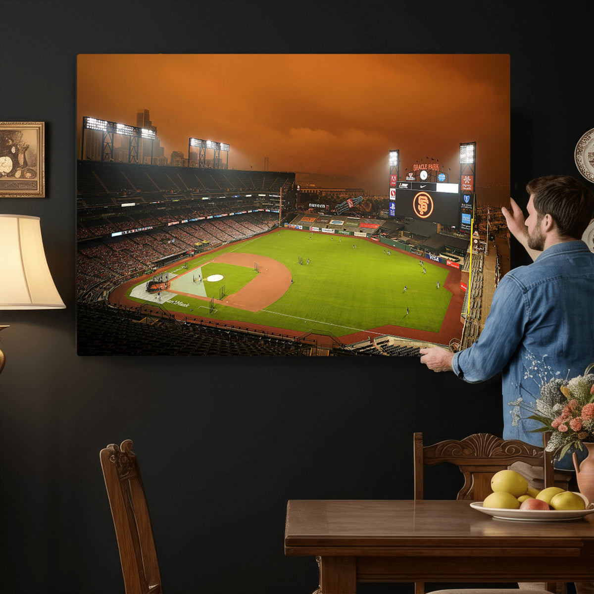 31315-MGV-CV-36X24 - San Francisco Giants Baseball Team Print, Oracle Park Stadium Wall Art Canvas Print