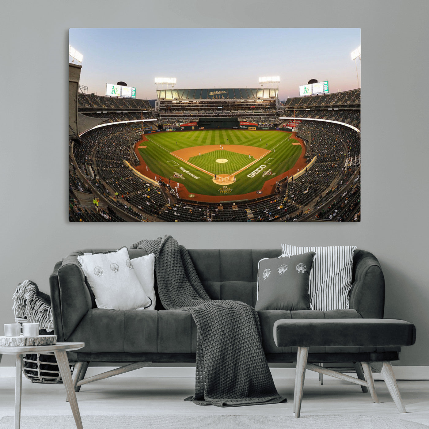 MGV-CV-36X24 - Oakland Athletics Baseball Team Print - RingCentral Coliseum Stadium Wall Art Canvas Print