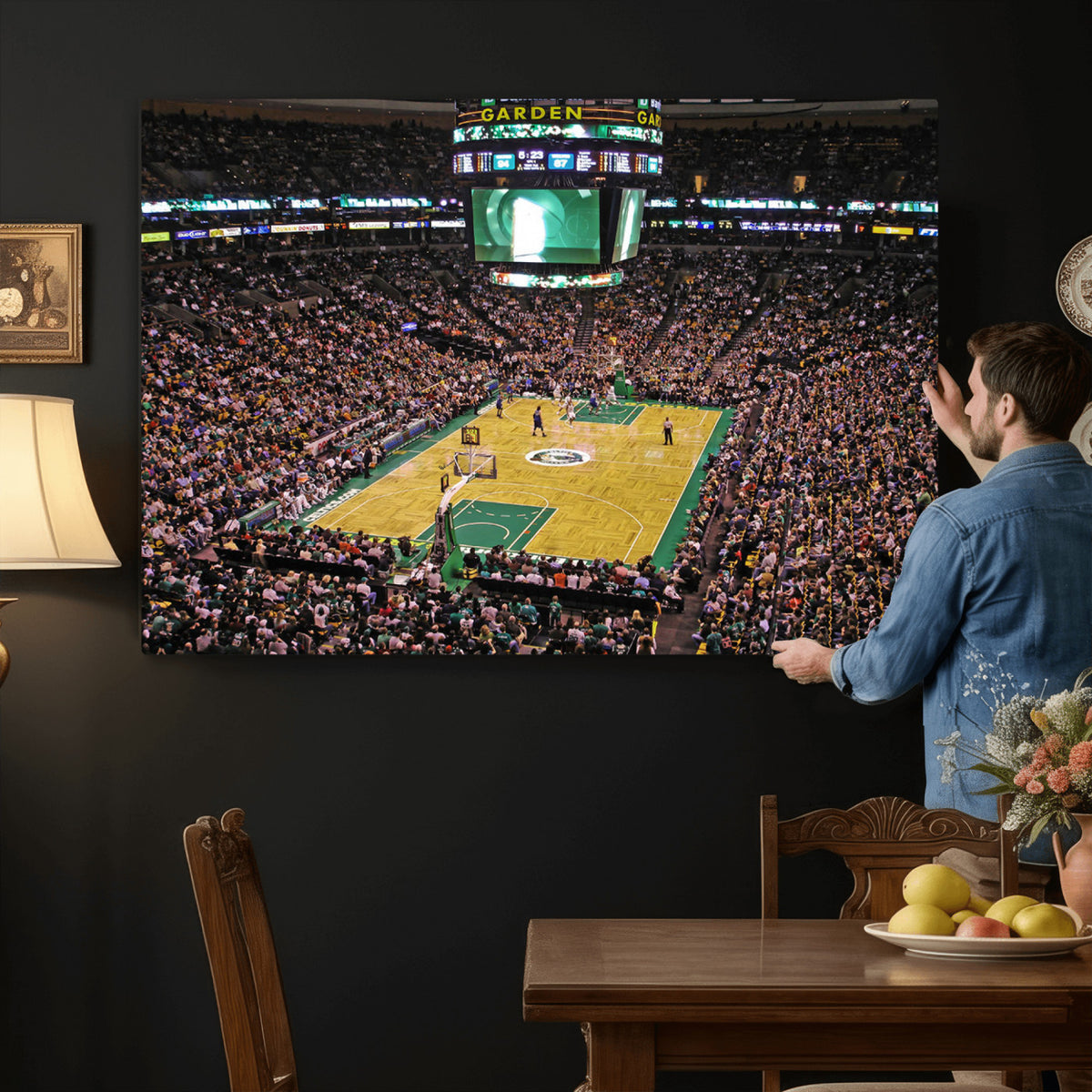 21705-MGV-CV-36X24 - TD Garden Basketball Canvas Wall Art | Boston Celtics Live Action