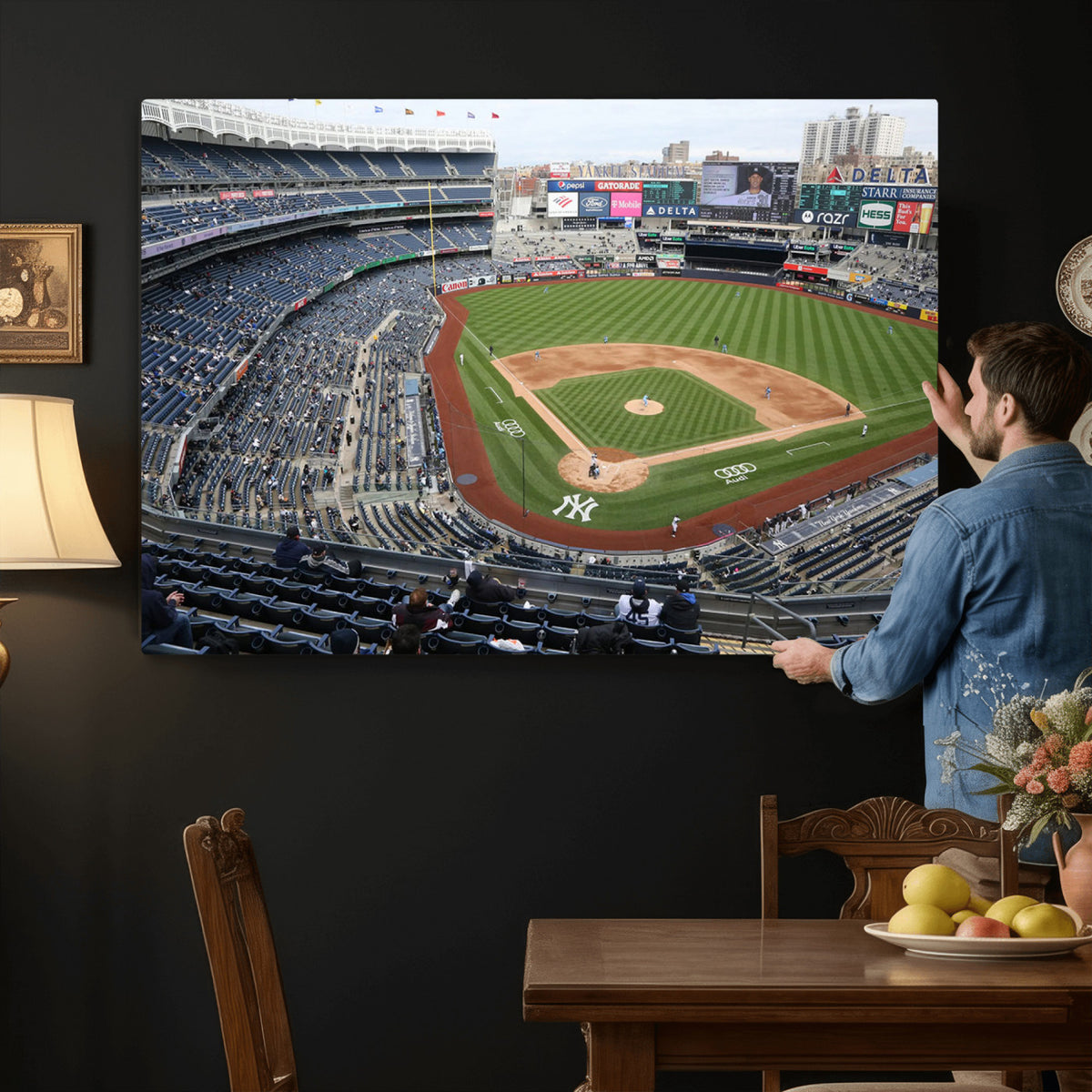 45784-MGV-CV-36X24 - New York Yankees Baseball Team Print, Yankee Stadium Wall Art Canvas Print