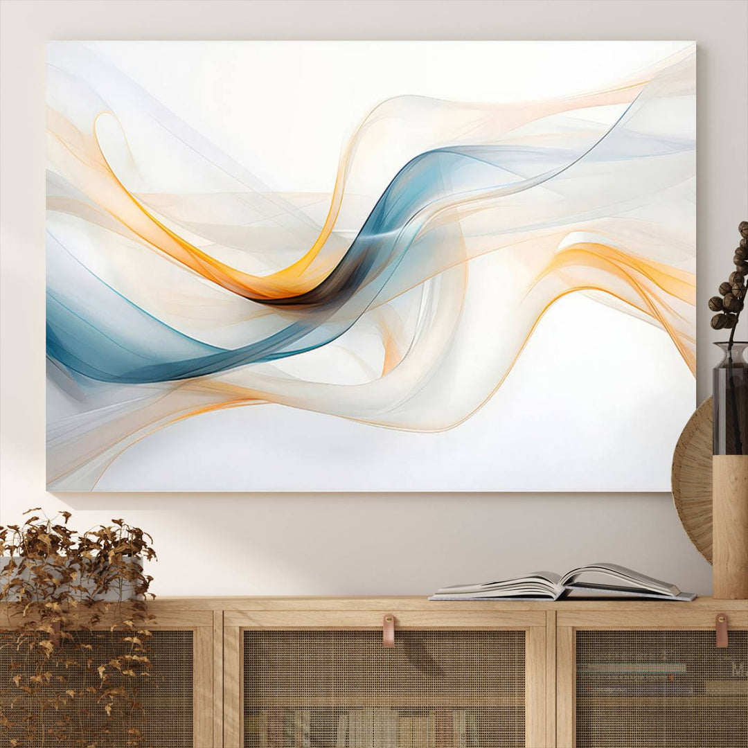 Decorative Turquoise Abstract Wave Wall Art Canvas Print.