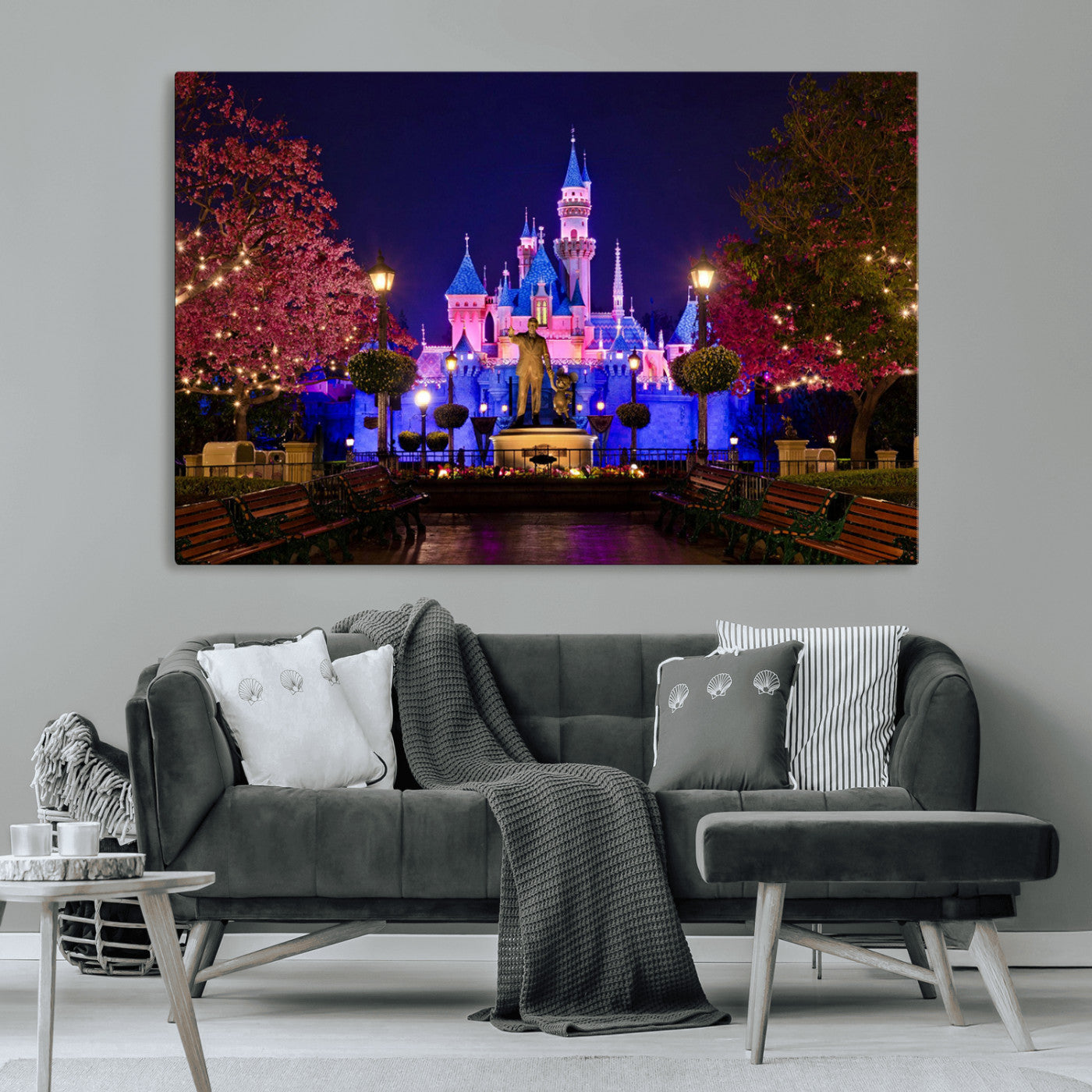 MGV-CV-36X24 - Castle Large Wall Art Disney Magic Kingdom Kids Room Decor - Disney World Christmas Home Decor Child
