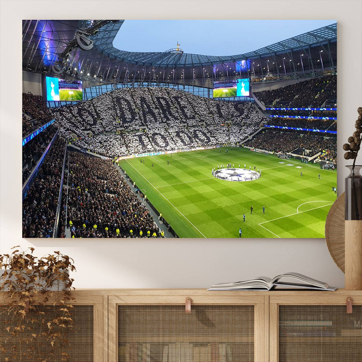 At Tottenham Hotspur Stadium, the Premier League wall art stands out.