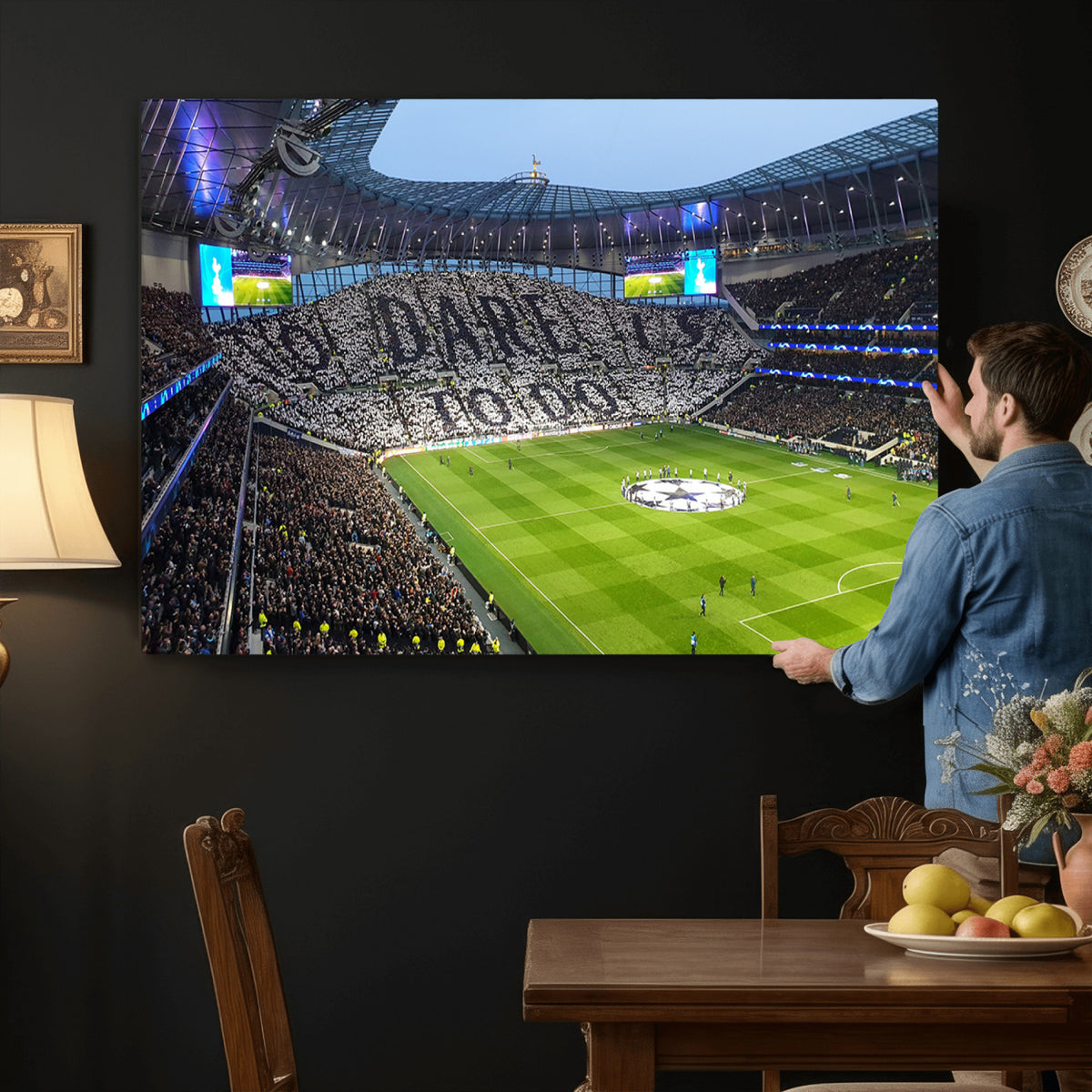 38765-MGV-CV-36X24 - Tottenham Hotspur Stadium Canvas Print, Match Day Triple Canvas Wall Art