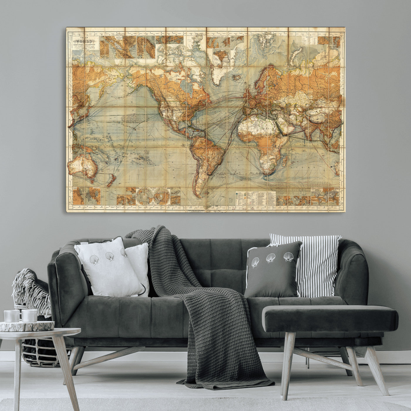 MGV-CV-36X24 - Push Pin World Map Canvas Print – Framed Wall Art for Couples to Track Their Travels – Anniversary