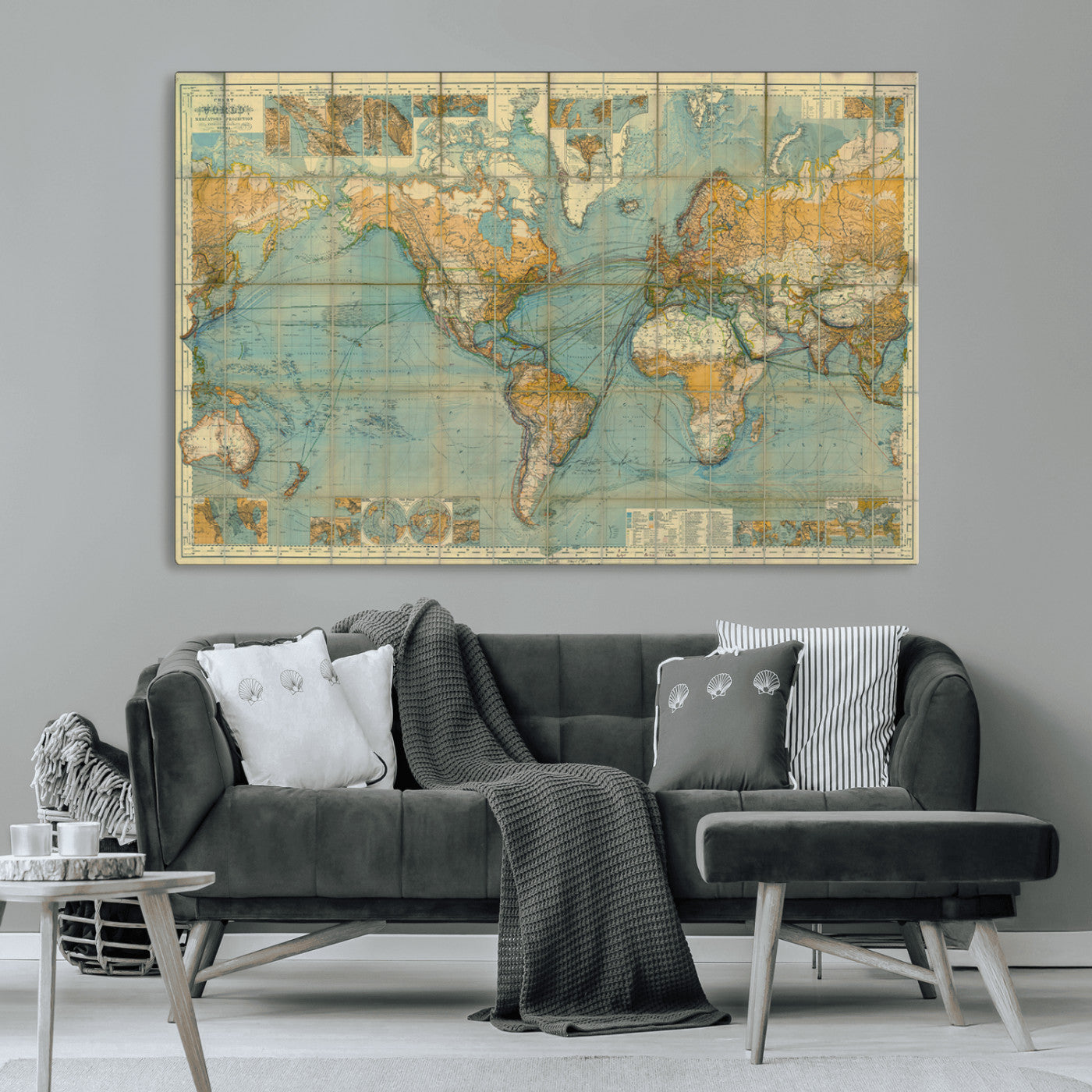 MGV-CV-36X24 - Push Pin World Map Canvas Print – Framed Wall Art for Couples to Track Their Travels – Anniversary